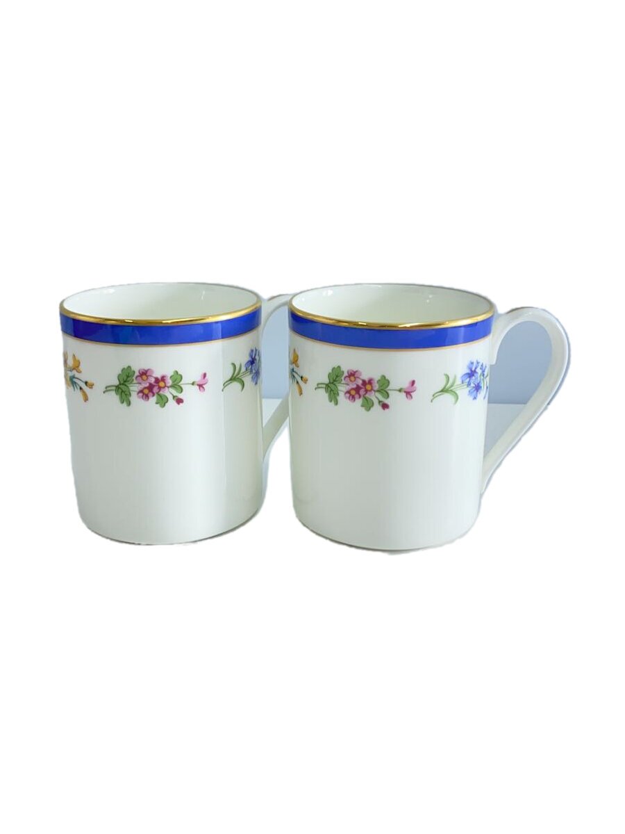 【中古】TIFFANY&Co.◆ペアマグ/フローラル/マグカップ/2点セット/WHT【キッチン用品】