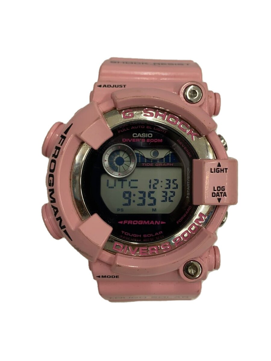 【中古】CASIO◆2014イルクジ/FROGMAN/ソーラーウオッチ・G-SHOCK/デジタル/天然ゴム/PNK/PNK【服飾雑貨他】