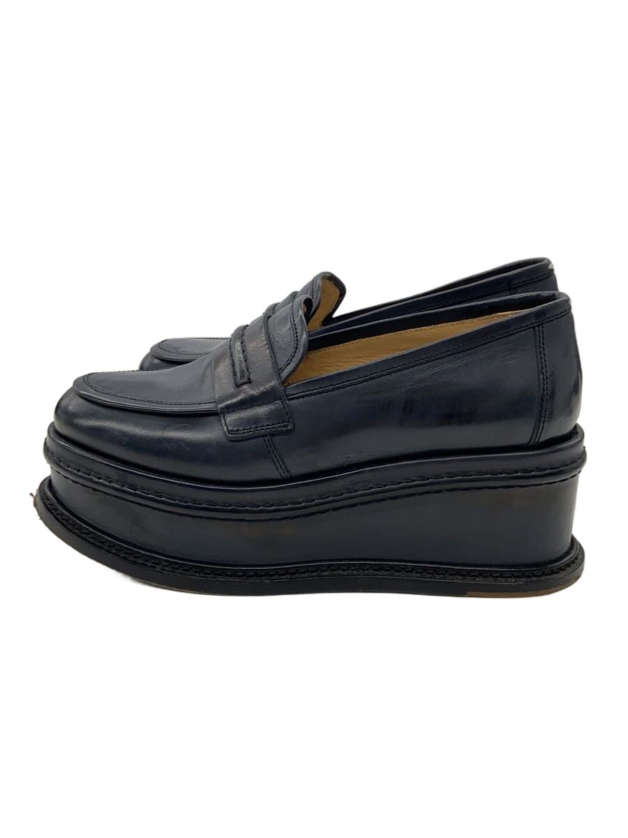 【中古】Maison Margiela◆厚底/PLATFORM LOAFER/置き目毛皮/36.5/NVY/なめし革【シューズ】