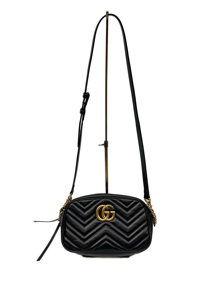 【中古】GUCCI◆チェーン・ショルダーバッグ_GGマーモント_キルティング/レザー/BLK/イタリア製//【バッグ】|2nd STREET 店