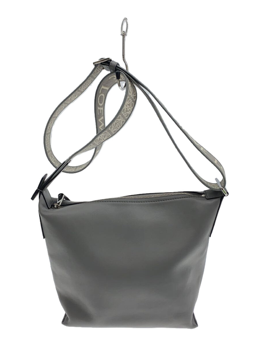 【中古】LOEWE◆ショルダーバッグ/cubi crossbody small/なめし革/GRY【御徒面子】
