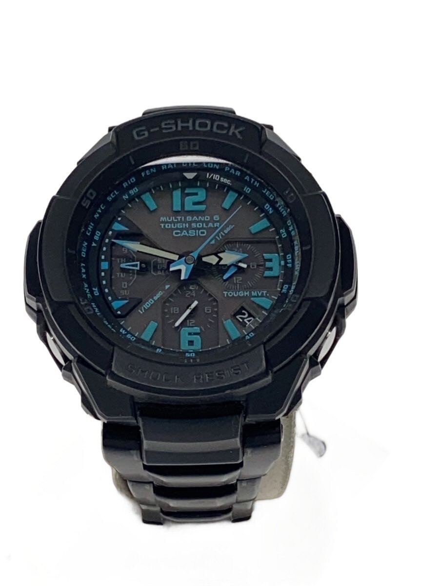 【中古】CASIO◆ソーラーウオッチ・G-SHOCK/アナログ/BLK//【服飾雑貨他】