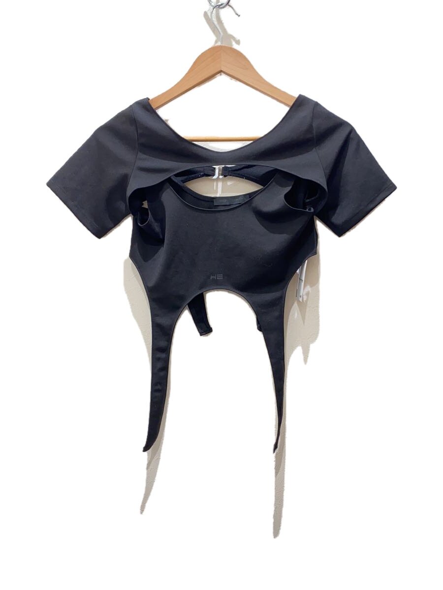 【中古】HELIOT EMIL◆ティーシャツ/38/ポリエステル/黒いこと/無地/Hail Harness//【レディース御召しもの】