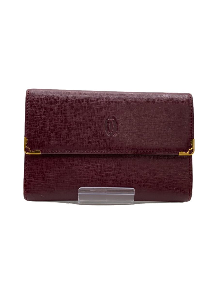 【中古】Cartier◆3つ折り紙入れ/--/BRD/無地/レディース/船檣伝達ルート/ガマ口【服飾雑貨他】