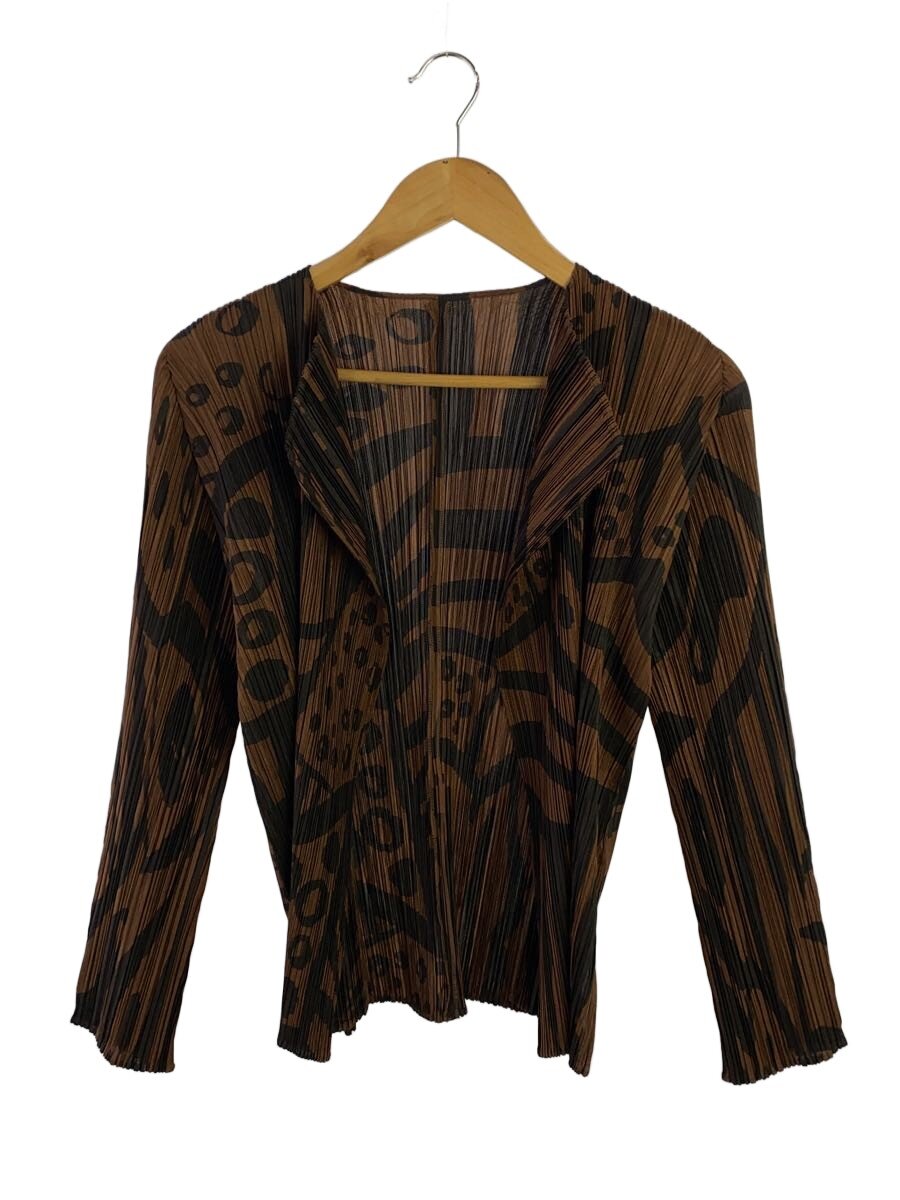 【中古】PLEATS PLEASE ISSEY MIYAKE◆カーディガン(薄手)/3/ポリエステル/BRW/総柄/PP33-JO743【レディースウェア】｜2ｎｄ STREET 店