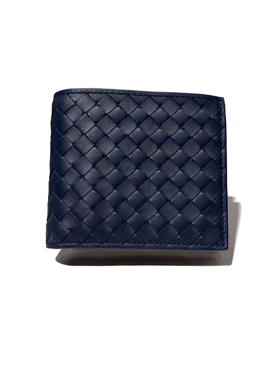 【中古】BOTTEGA VENETA◆イントレチャート/2つ折り銭入れ/--/NVY/メンズ/193642-V//【服飾雑貨他】