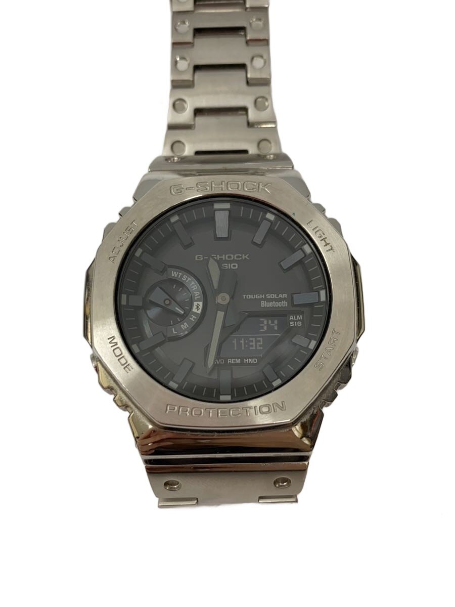 【中古】CASIO◆ソーラーウオッチ_G-SHOCK/アナログ/ステンレス鋼/BLK/SLV/GM-B2100D-1AJF【服飾雑貨他】