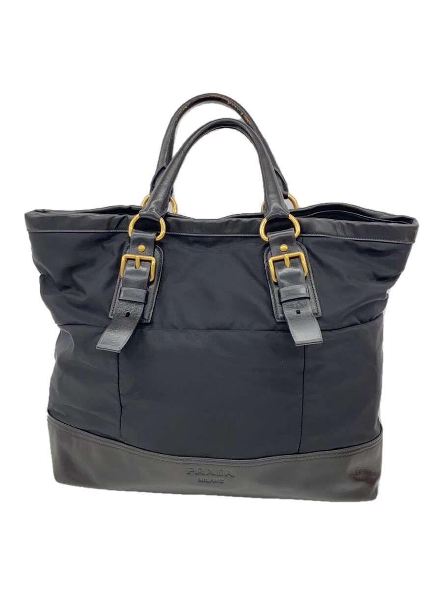 【中古】PRADA◆トートバッグ/ナイロン/BLK【御徒面子】