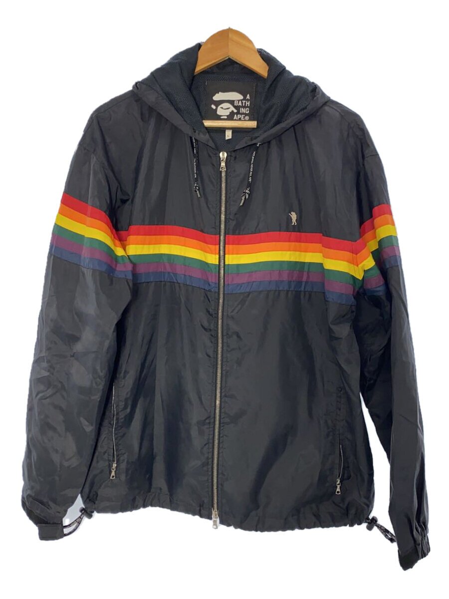 【中古】A BATHING APE◆ダブルジップジャケット/裏メッシュ/レインボー/ブラック/L【メンズウェア】|2nd STREET 店