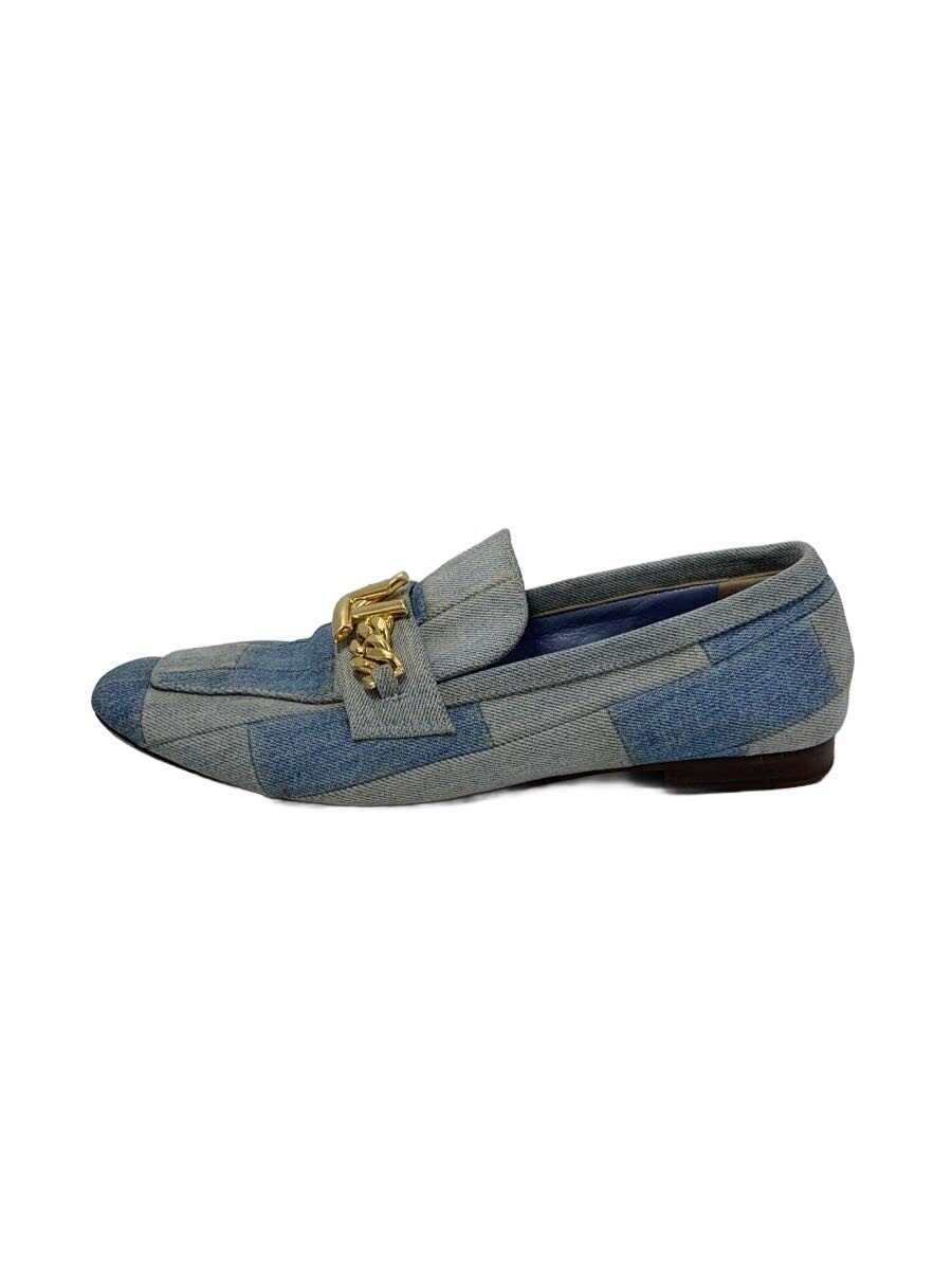 【中古】LOUIS VUITTON◆アッパーケースライン/ジーンズ地/置き目毛皮/37/インディゴ/心魂裏ひび割れる有//【シューズ】