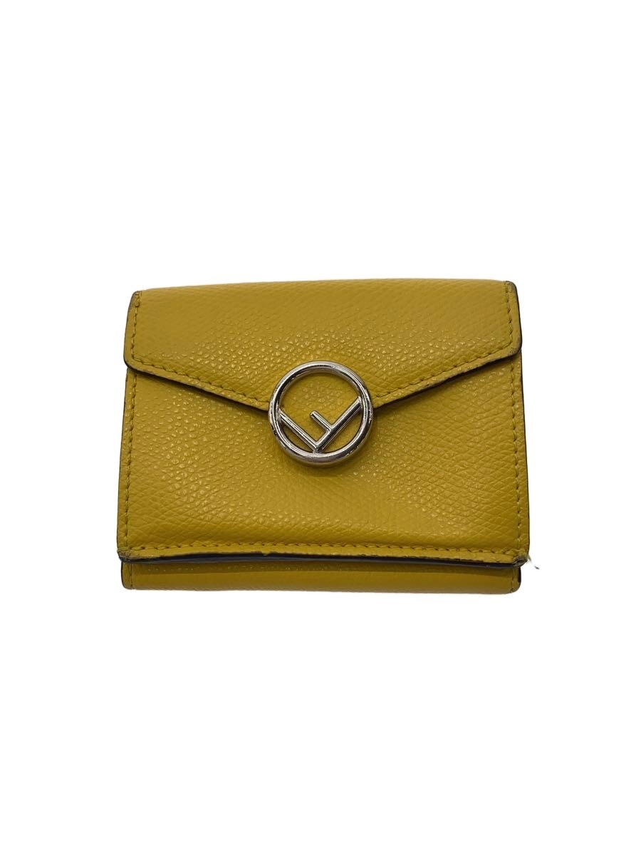 【中古】FENDI◆3つ折り銭入れ/なめし革/YLW/レディース【服飾雑貨他】
