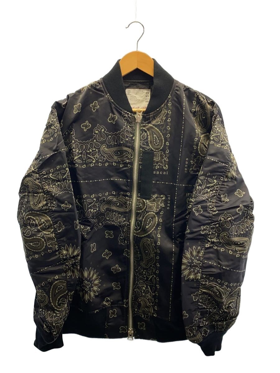 【中古】sacai◆ミリタリー上衣/3/ナイロン/BLK/ペーズリー/23-03150M【メンズウェア】