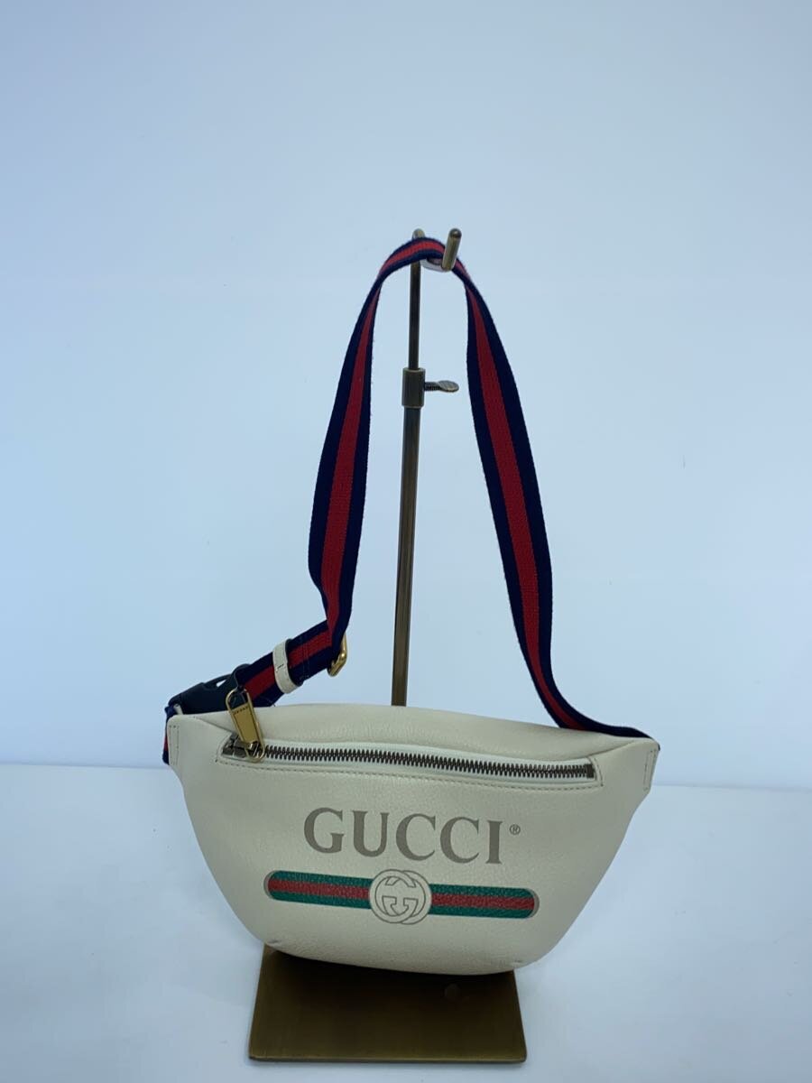 【中古】GUCCI◆スモール・三尺帯御徒面子_GUCCI刷り上げる/なめし革/WHT【御徒面子】