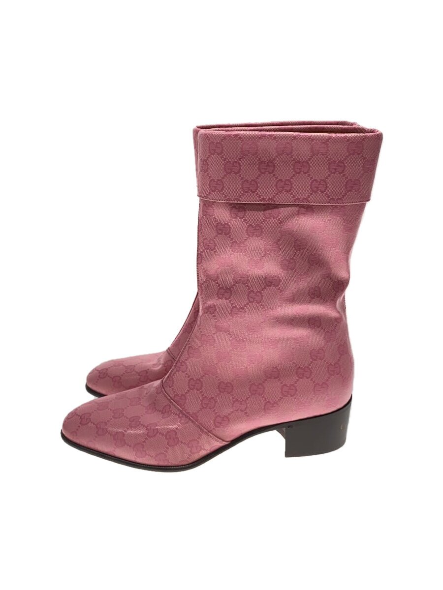 【中古】GUCCI◆GGLOGO MONOGRAM LEATHER BOOTS/US8/PNK/760474//【シューズ】|2nd STREET 店