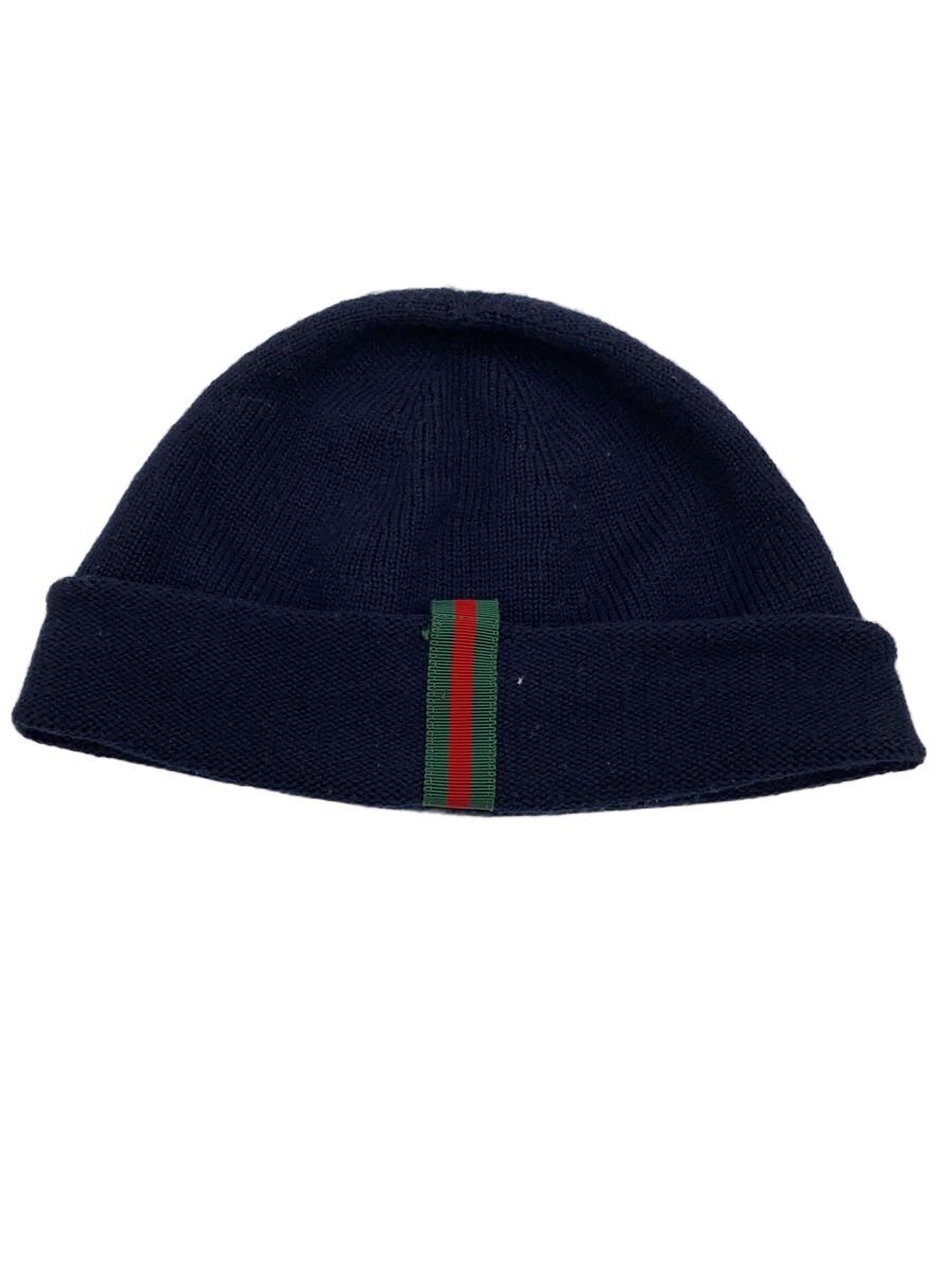 【中古】GUCCI◆編み物旗がしら/FREE/羊毛/NVY/無地/メンズ【服飾雑貨他】