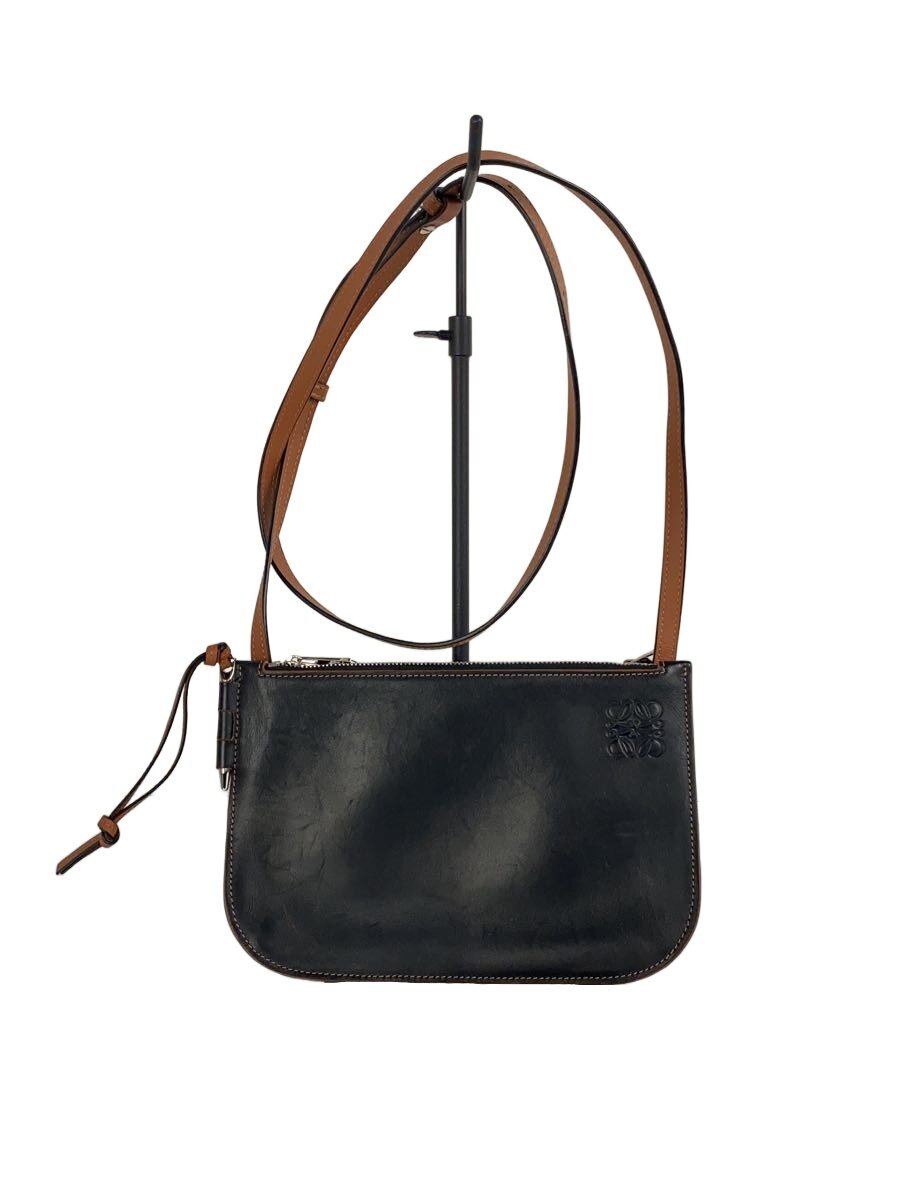 【中古】LOEWE◆ショルダーバッグ/レザー/ブラック/ブラウン/無地/ダブルジップ【バッグ】|2nd STREET 店