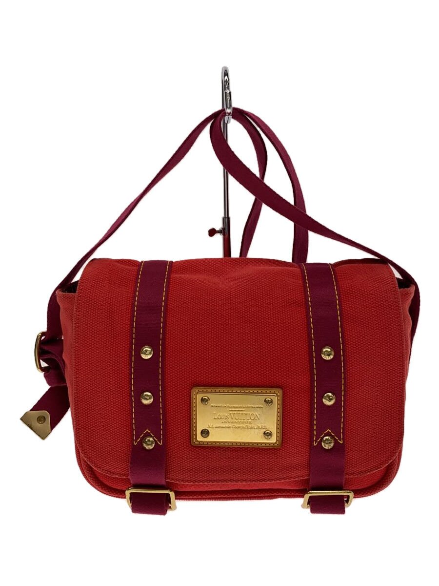 【中古】LOUIS VUITTON◆ブザスPM_アンティグア_頬べに/帆布/RED【御徒面子】