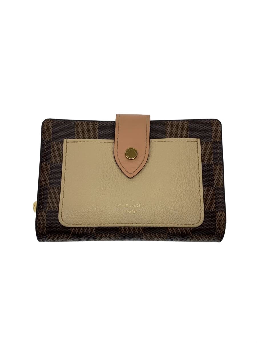 【中古】LOUIS VUITTON◆ポルト・フォイユ・ジュリエット_ダミエ・エベヌ/レザー/BRW/モノグラム/レディース//【服飾雑貨他】