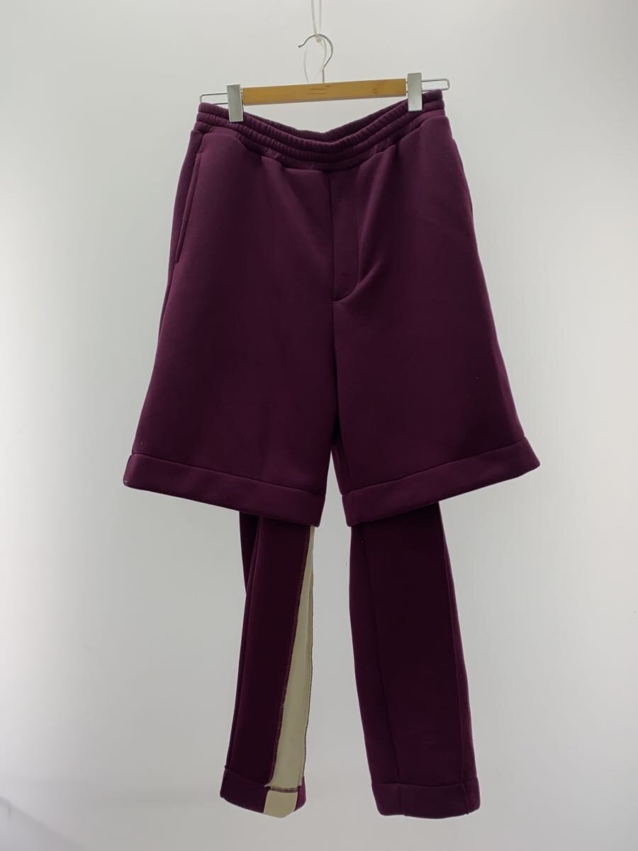 【中古】BASE MARK◆レイヤードスエットパンツ/下つ方/M/ポリエステル/BRD/無地/22BF28【メンズウェア】
