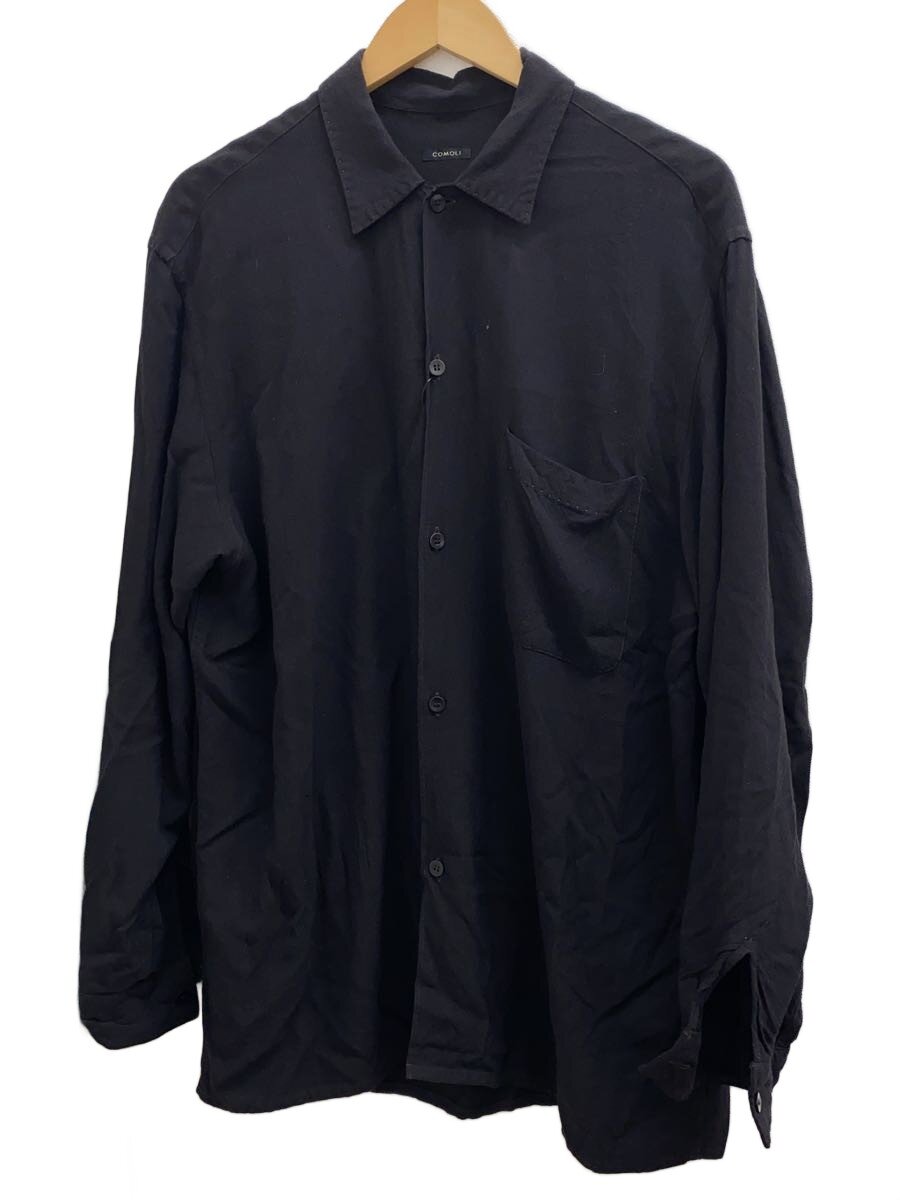 【中古】COMOLI◆レーヨンオープンカラーシャツ/1/人絹/BLK/P01-01013//【メンズウェア】