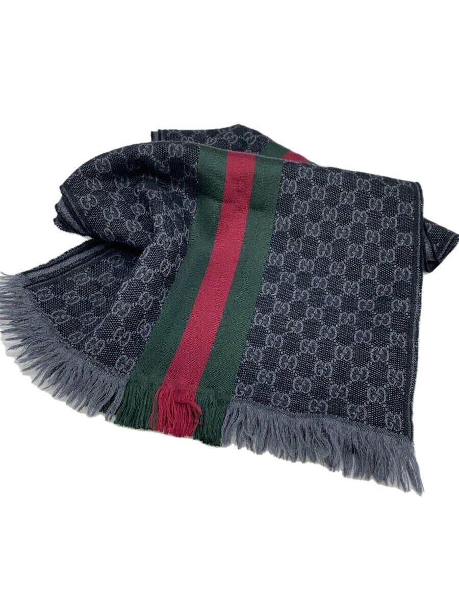 【中古】GUCCI◆袈裟/羊毛/GRY/総柄/メンズ/147351 4G704 1166【服飾雑貨他】