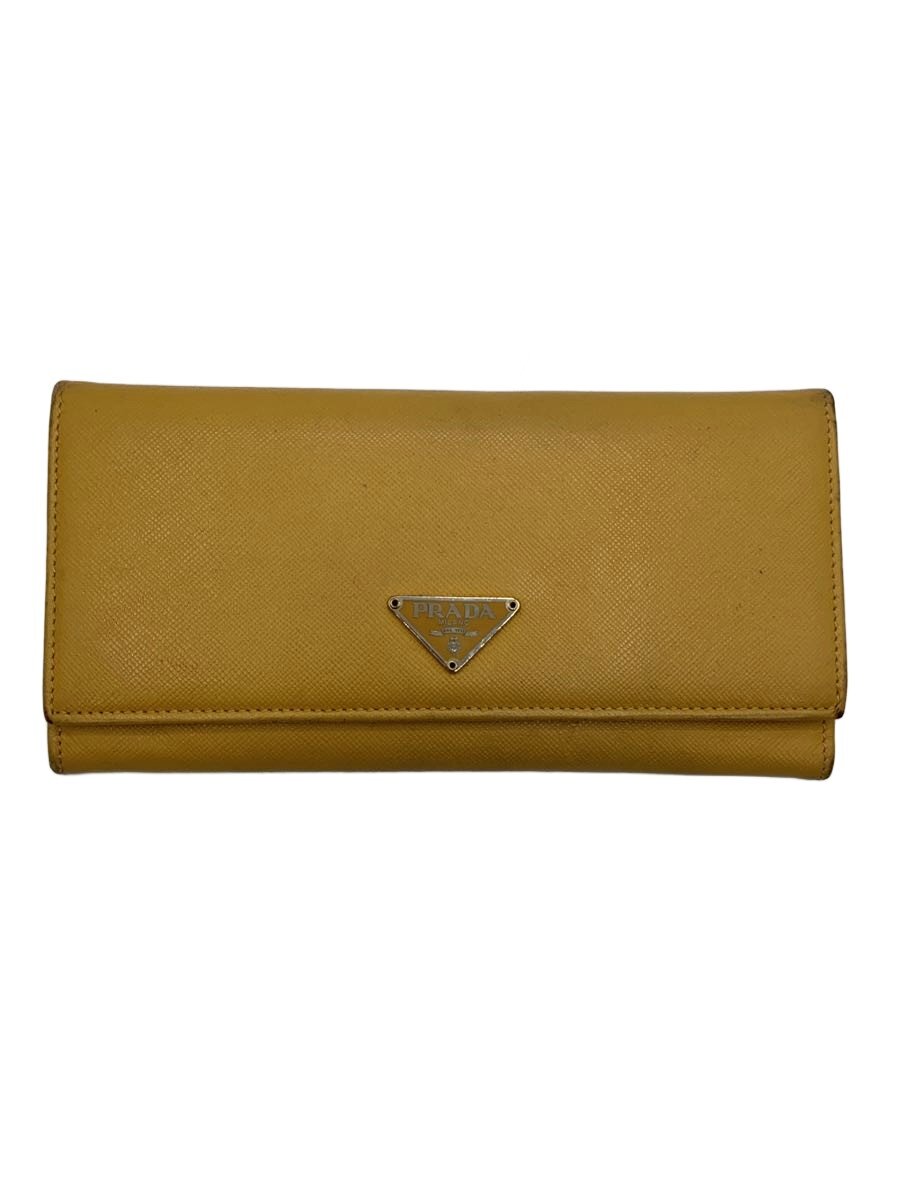 【中古】PRADA◆長銭入れ/なめし革/YLW/レディース【服飾雑貨他】