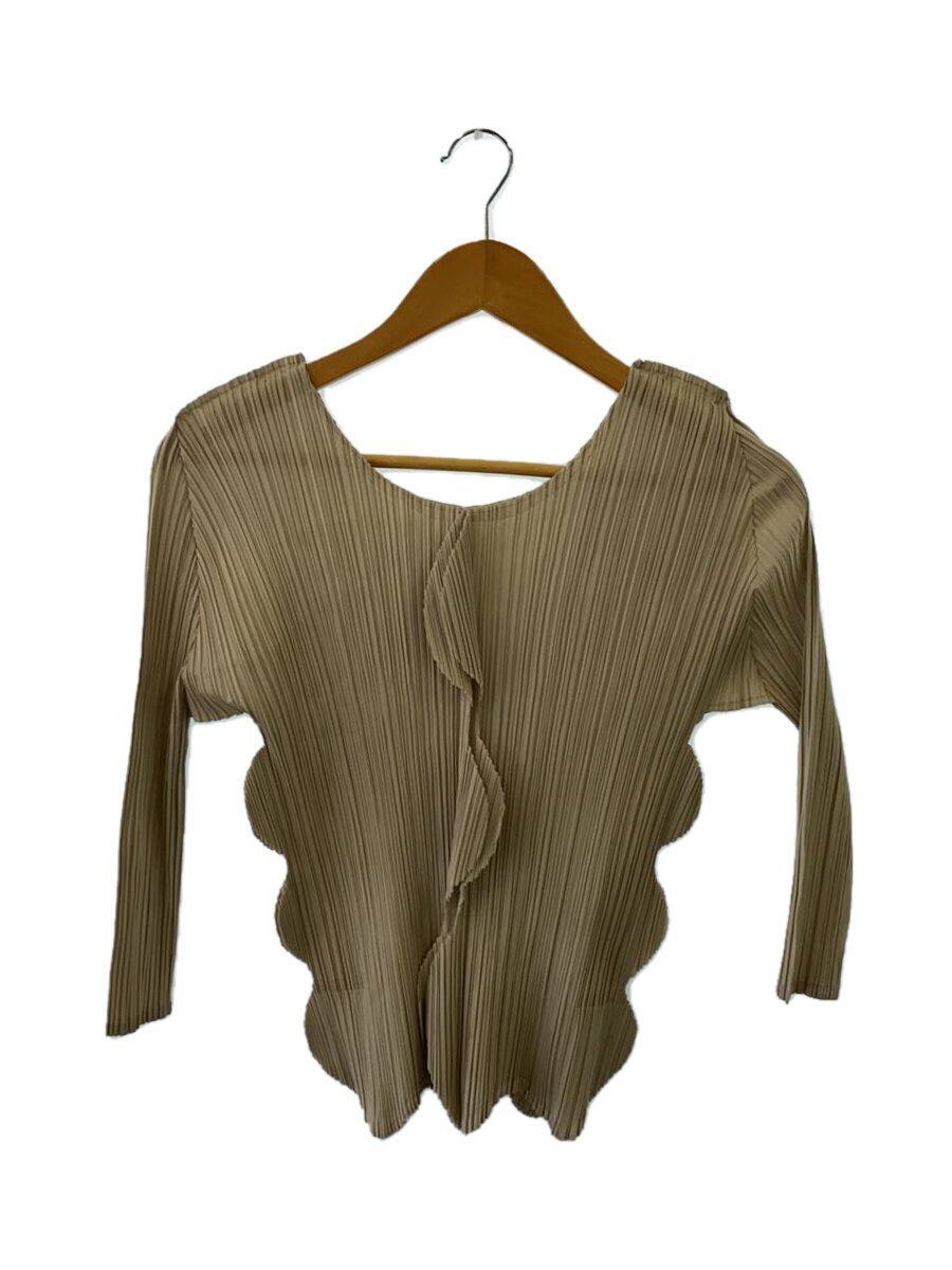 【中古】PLEATS PLEASE ISSEY MIYAKE◆フリルプリーツカットソー/3/--/CRM/PP51-JK672【レディース御召しもの】