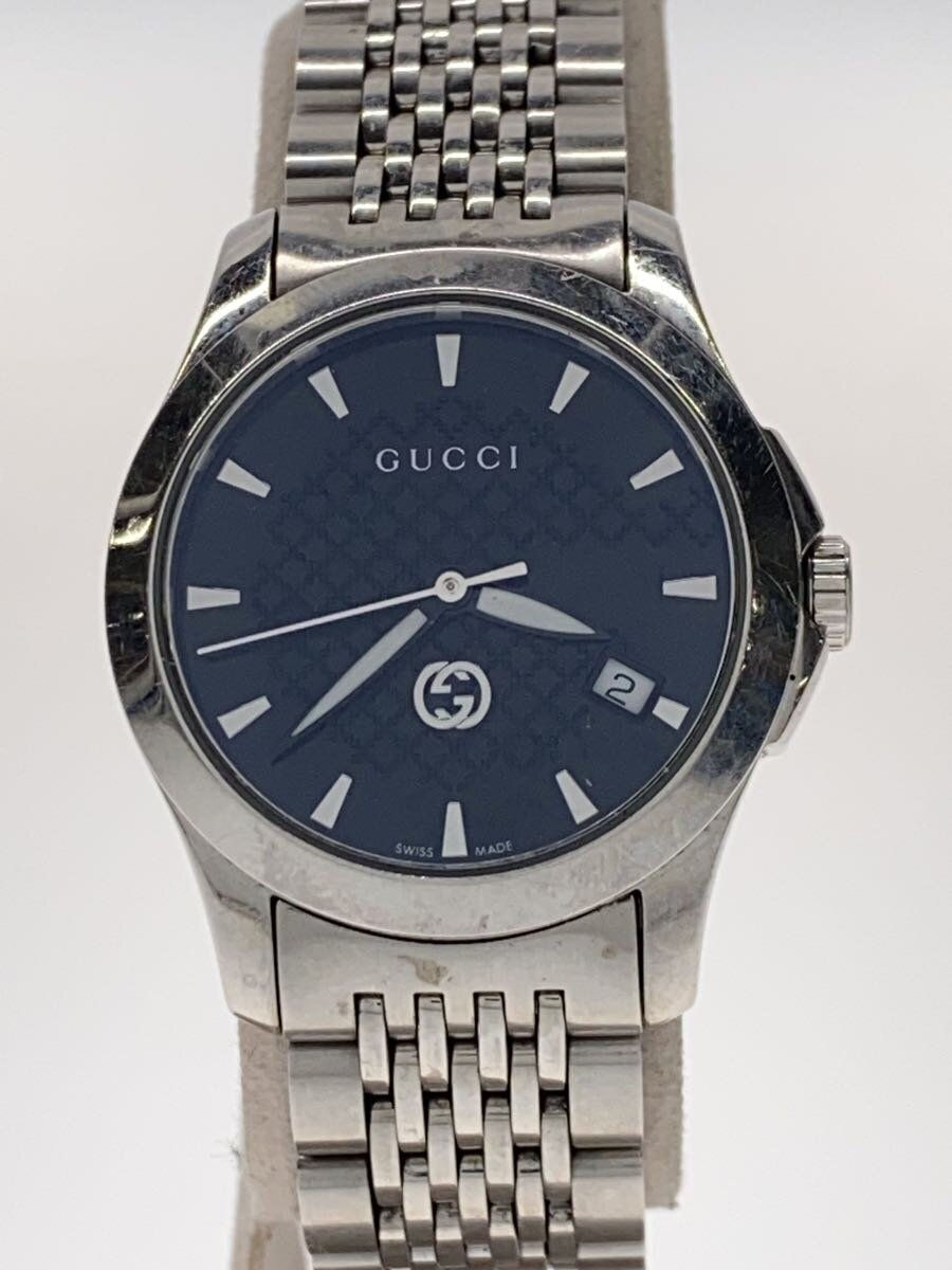 【中古】GUCCI◆G一時停止受け答え/石英ウォッチ/アナログ/文字記号盤黒いこと/ステンレス鋼/126.5/デイト【服飾雑貨他】