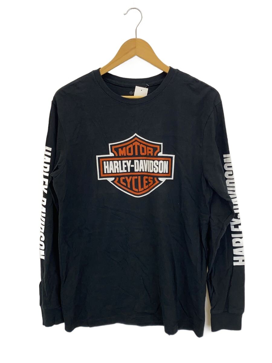 【中古】HARLEY DAVIDSON◆長袖プルオーバー/M/綿織物/BLK【メンズウェア】