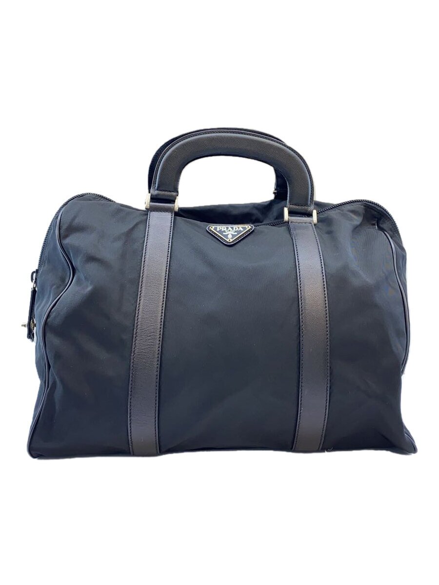 【中古】PRADA◆ボストンバッグ/ナイロン/BLK【御徒面子】