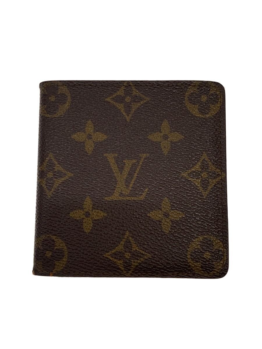 【中古】LOUIS VUITTON◆ポルト・フォイユ・マルコNM_モノグラム・帆布/PVC/BRW/モノグラム/メンズ【服飾雑貨他】