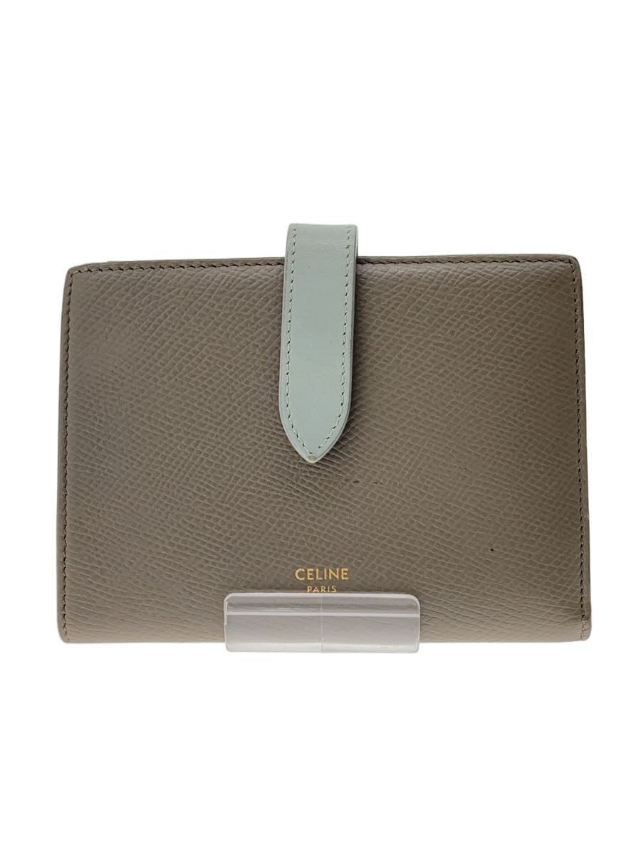 【中古】CELINE◆ミディアムストラップウォレット/2つ折り紙入れ/薄墨色/内側不都合有/10B643BRU【服飾雑貨他】