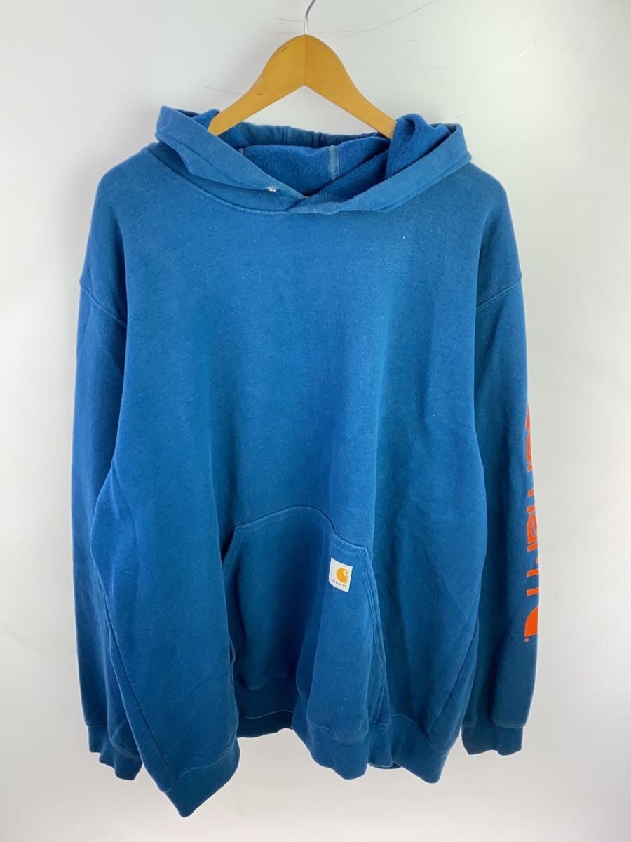 【中古】Carhartt◆パーカー/2L/綿織物/BLU/無地/K288【メンズウェア】