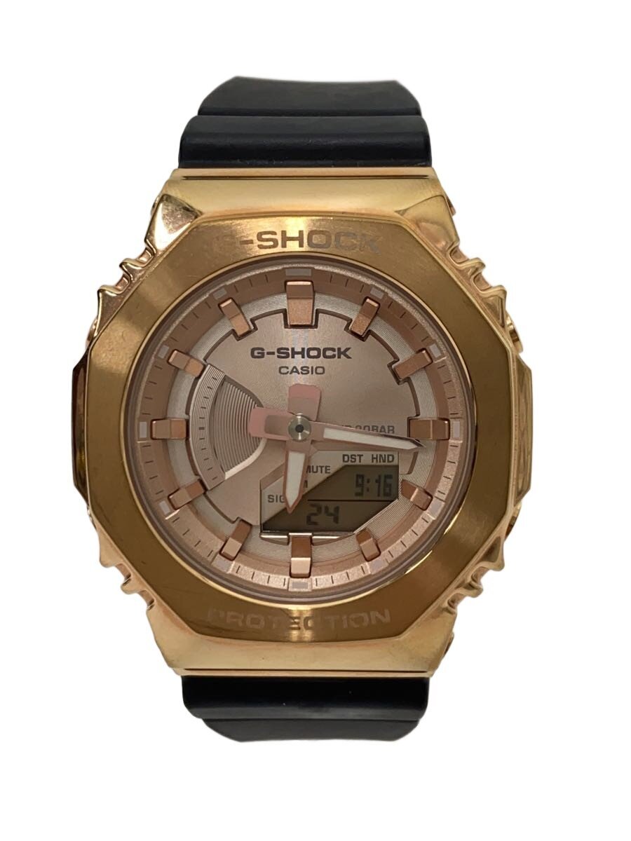 【中古】CASIO◆石英ウオッチ_G-SHOCK/デジアナ/天然ゴム/GLD/BLK//【服飾雑貨他】