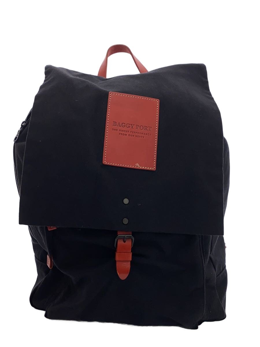 【中古】BAGGY PORT◆BLACKキャンヴァスビッグサイズリュック/帆布/なめし革/黒いこと/YNM-411【御徒面子】