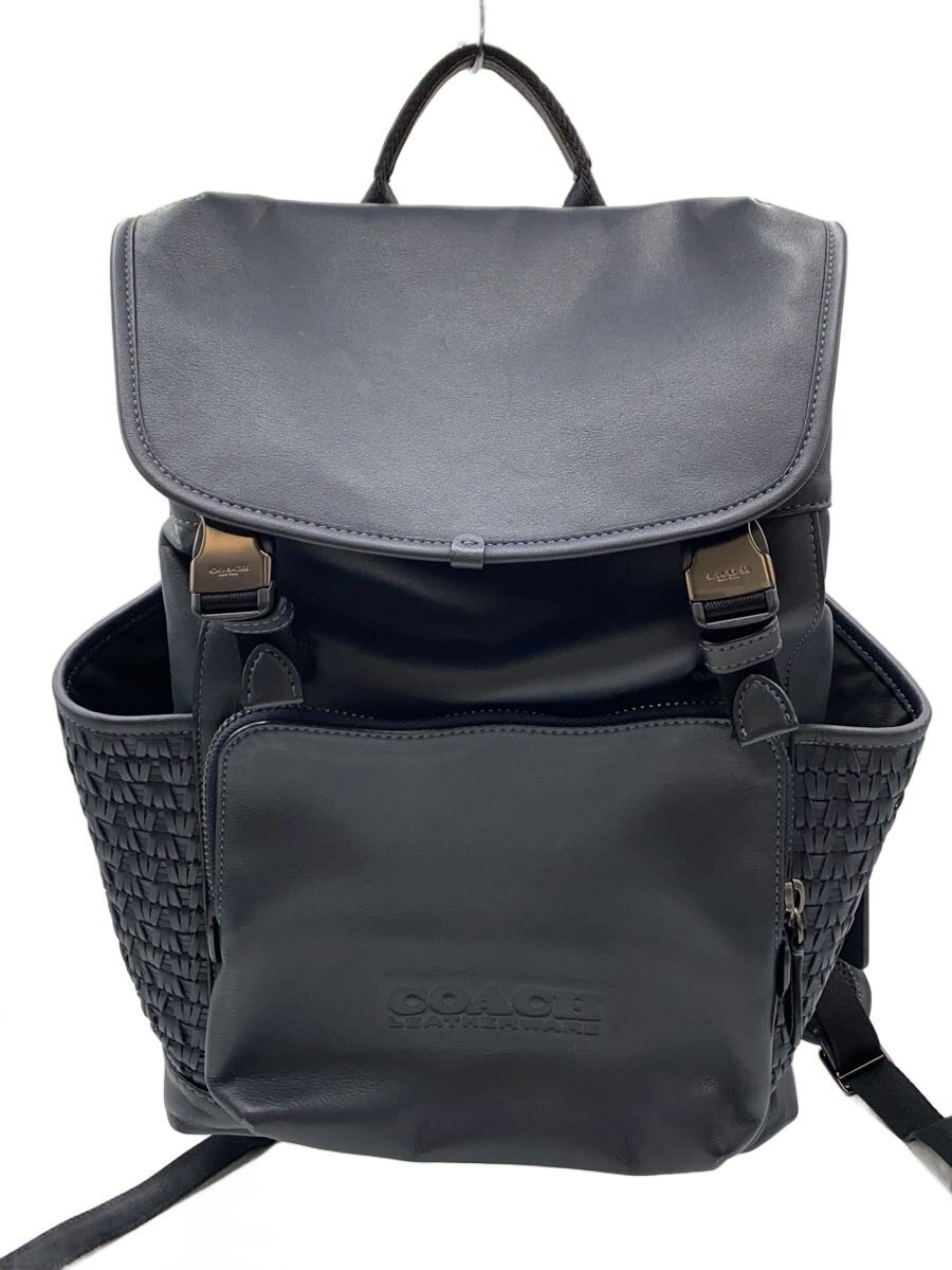【中古】COACH◆背嚢/なめし革/NVY/無地/C2667【御徒面子】