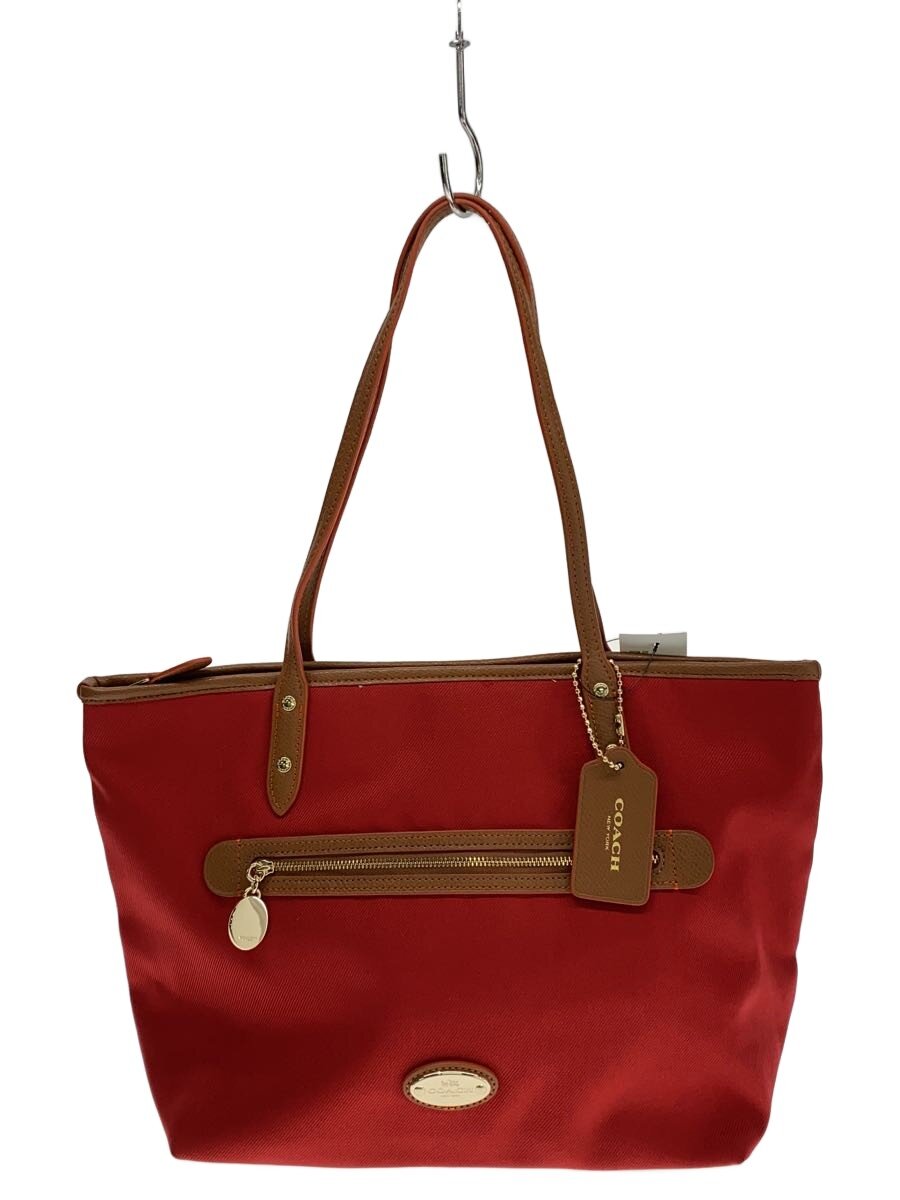【中古】COACH◆トートバッグ_ツイル/--/RED【御徒面子】