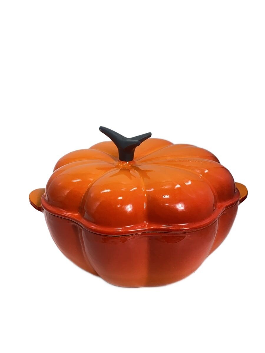 【中古】LE CREUSET◆鍋/静電容量:2L/大きさ:22糎/ORN/オレンジココット/西洋カボチャ【勝手もと設備】