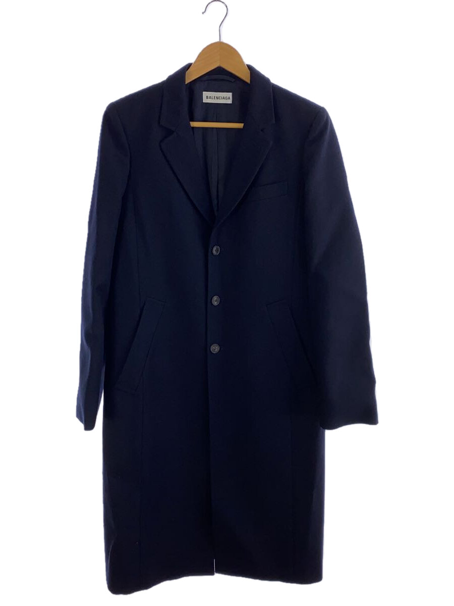 【中古】BALENCIAGA◆18AW/Wool trench coat/厚地の外套/36/羊毛/NVY/M16-528613//【メンズウェア】
