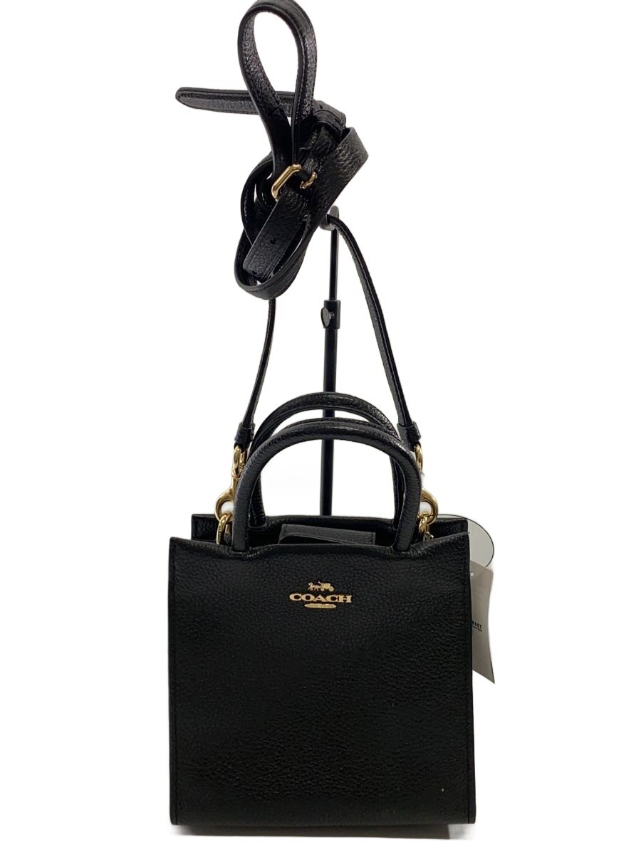 【中古】COACH◆ショルダーバッグ/なめし革/BLK/無地/5692【御徒面子】