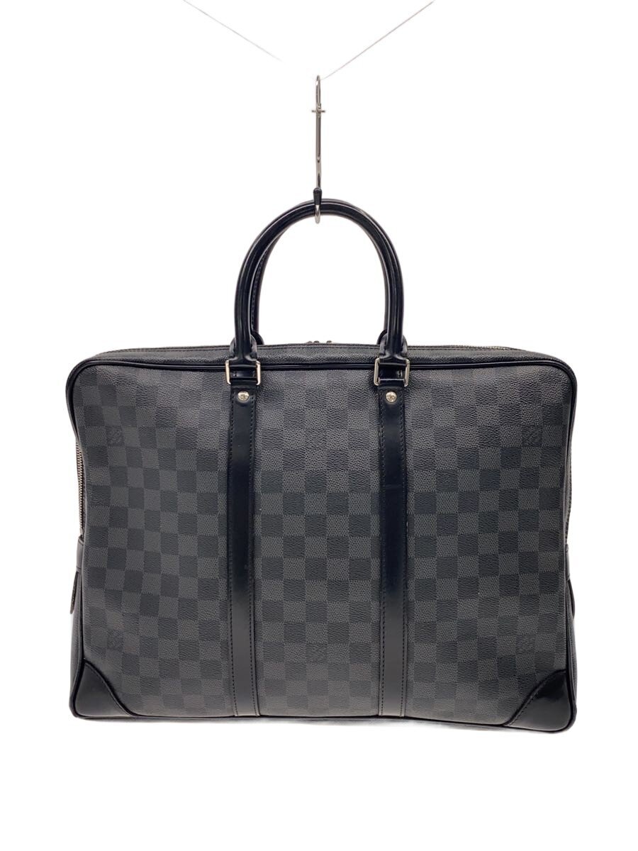 【中古】LOUIS VUITTON◆ポルト・ドキュマン・ヴォワヤージュGM_ダミエ・グラフィット/PVC/BLK/総柄【御徒面子】