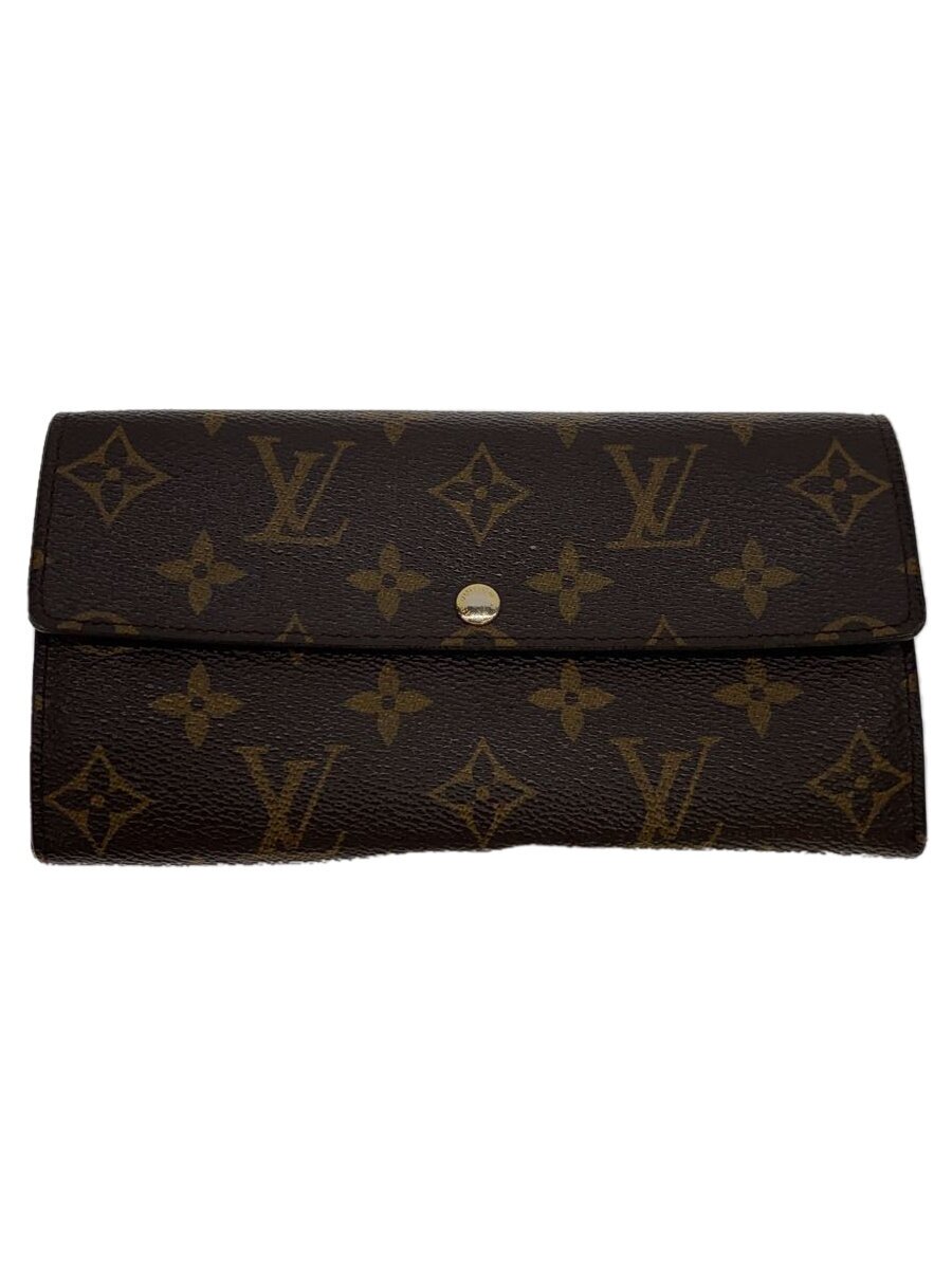 【中古】LOUIS VUITTON◆1)ポルト・フォイユ・サラ_モノグラム・帆布/PVC/BRW/メンズ【服飾雑貨他】