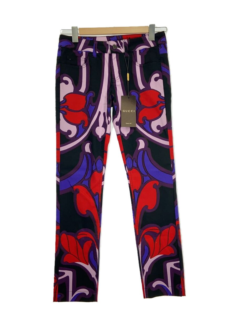 【中古】GUCCI◆スキニーパンツ/36/綿織物/マルチ色つや/347770-XD108【レディース御召しもの】