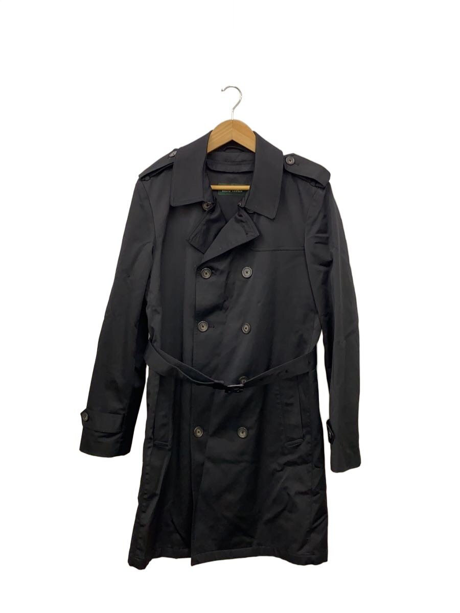 【中古】LAUREN RALPH LAUREN◆トレンチコート/36R/--/BLK/無地【メンズウェア】