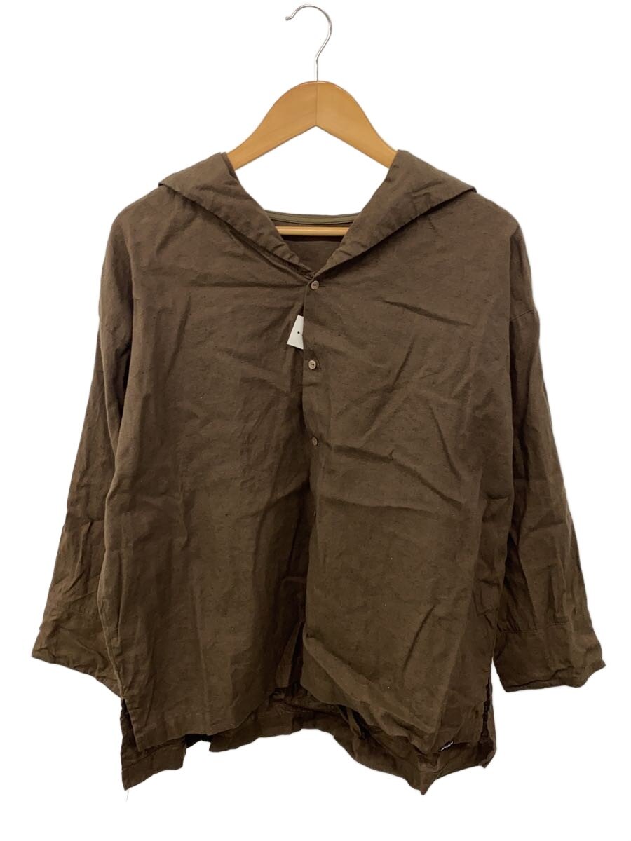 【中古】nest Robe◆長袖トップ/FREE/リネン/BRW/01223-1237【レディース御召しもの】
