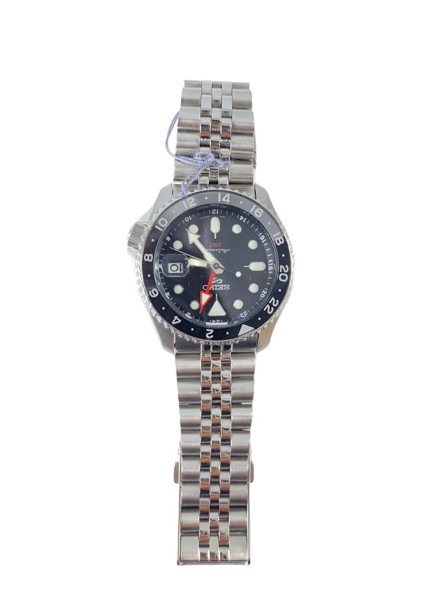 【中古】SEIKO◆自動小銃巻ウオッチ/アナログ/--/BLK/SLV/4R34-00A0//【服飾雑貨他】