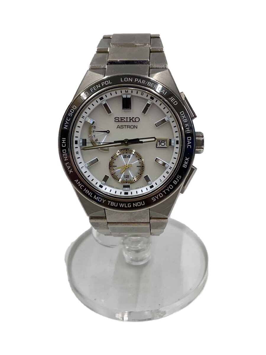 【中古】SEIKO◆ウォッチ/アナログ/チタン/WHT/SLV/8B63-0BD0【服飾雑貨他】