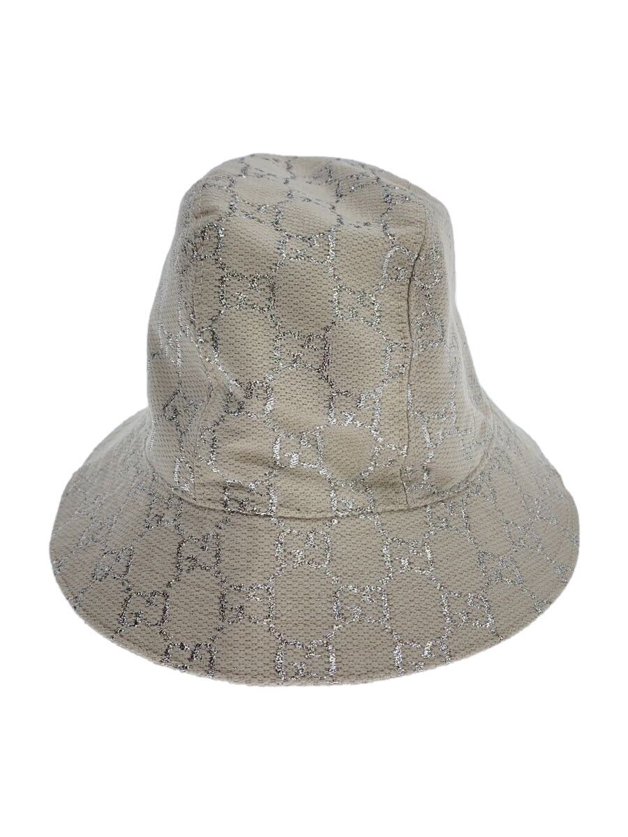 【中古】GUCCI◆しろがね色編み目/井戸釣瓶かぶり笠/55/羊毛/CRM/レディース/631951 3HK74//【服飾雑貨他】