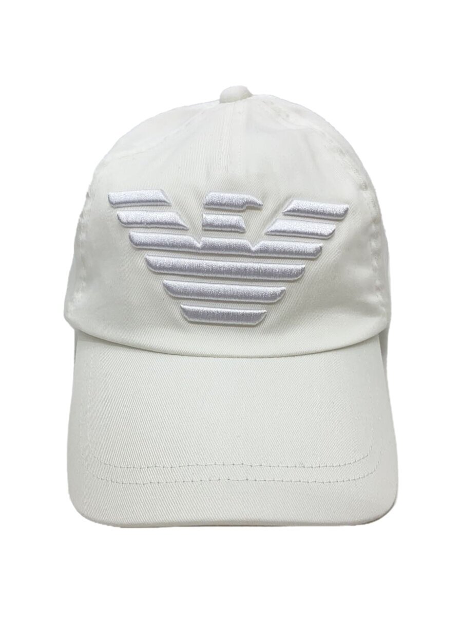 【中古】EMPORIO ARMANI◆鳥打ち帽/--/綿織物/WHT/無地/メンズ【服飾雑貨他】