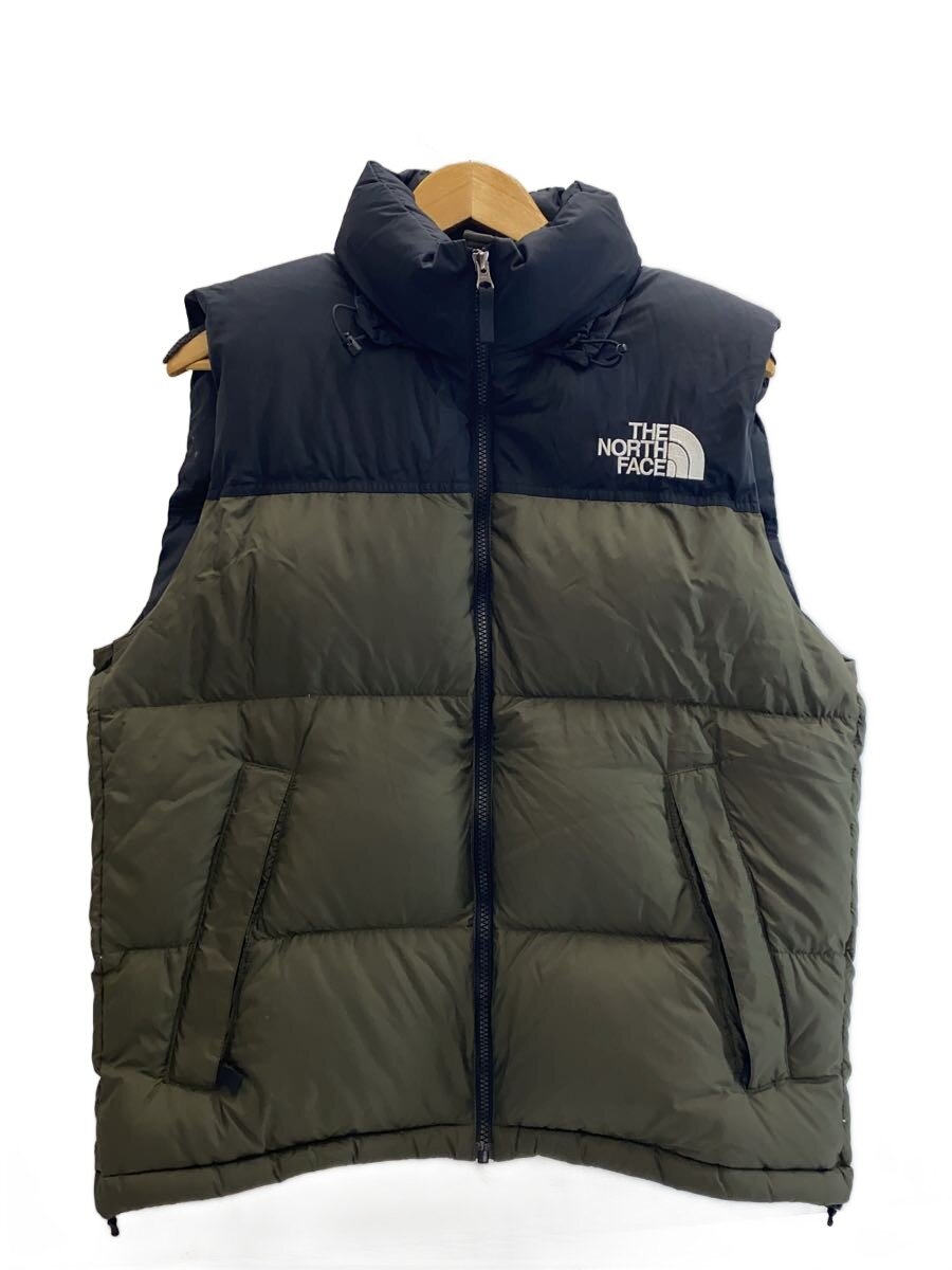 【中古】THE NORTH FACE◆NUPTSE VEST_ヌプシベスト/M/ナイロン/KHK【メンズウェア】